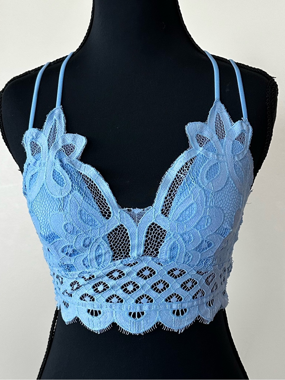 NWT Zenana Lace Bralette/Cami in Light Blue. Size S. *minor flaw*